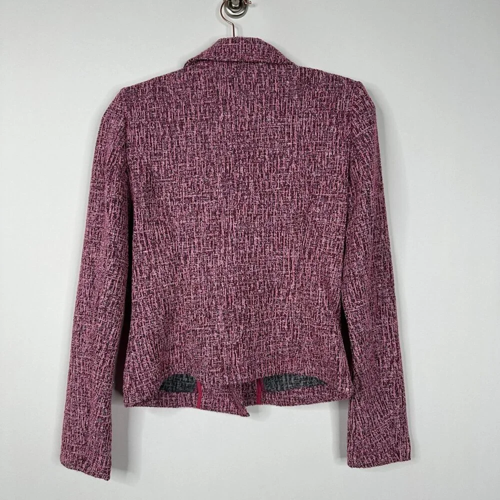 NWT White House Black Market Long Sleeve Boucle Moto Jacket Carmine 10